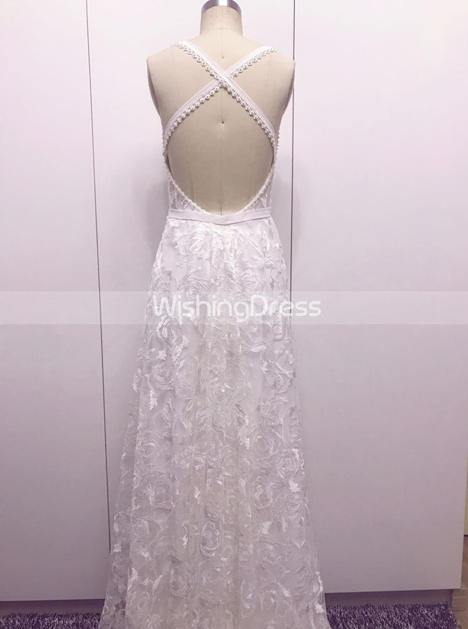 Boho Wedding Dresses,Lace Wedding Dress,Backless Bridal Dress,Beach We - Wishingdress Boho Wedding Dresses,Lace Wedding Dress,Backless Bridal Dress,Beach We - Wishingdress
