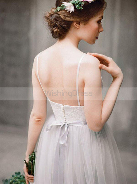 Boho Wedding Dresses,Wedding Dress with Straps,Tulle Long Wedding Dress,WD00197