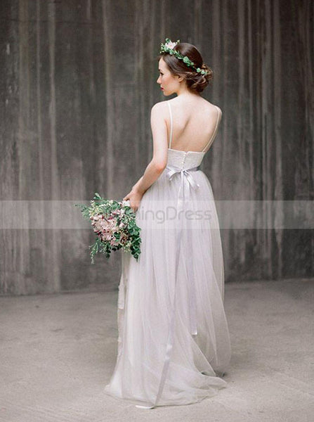 Boho Wedding Dresses,Wedding Dress with Straps,Tulle Long Wedding Dress,WD00197