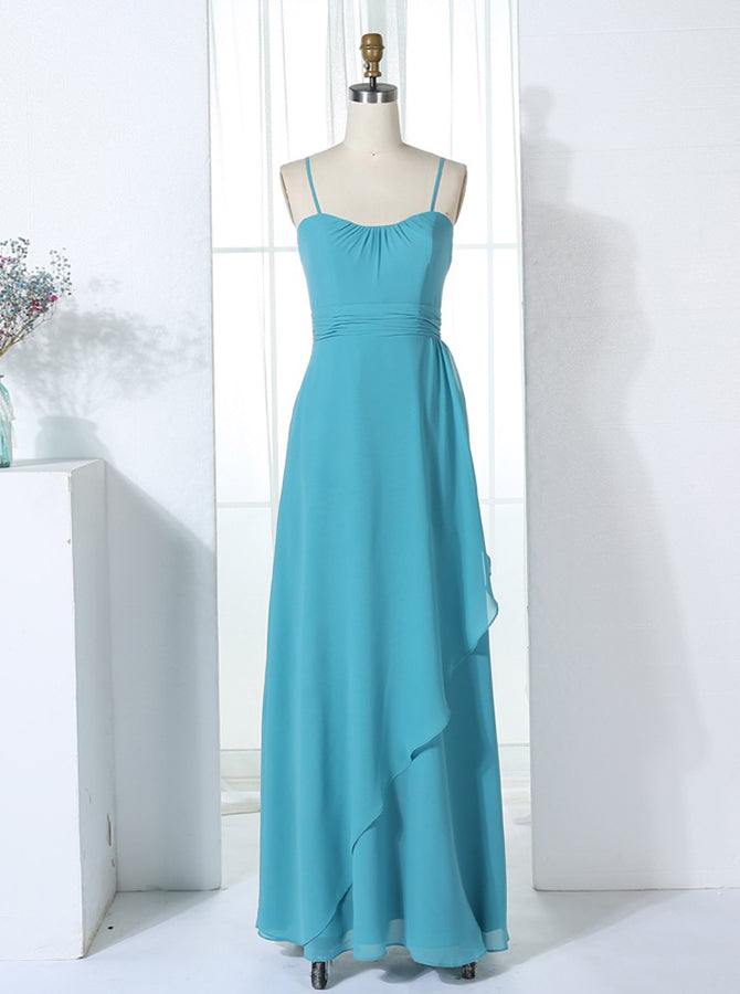 Bridesmaid Dresses with Straps,Chiffon Bridesmaid Dress,Full Length Br -  Wishingdress