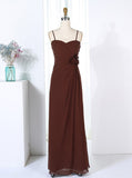 Brown Bridesmaid Dresses,Full Length Bridesmaid Dress,Bridesmaid Dress with Flower,BD00286