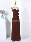 Brown Bridesmaid Dresses,Full Length Bridesmaid Dress,Bridesmaid Dress with Flower,BD00286