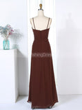 Brown Bridesmaid Dresses,Full Length Bridesmaid Dress,Bridesmaid Dress with Flower,BD00286