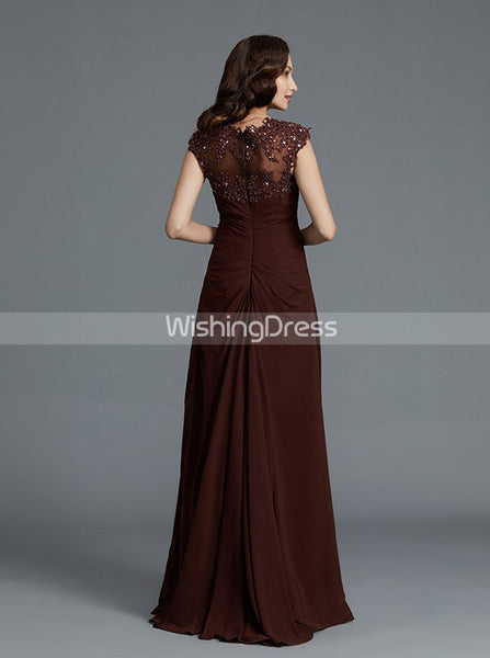 Brown Mother of the Bride Dresses,Long Elegant Mother Dress,Beaded Mother Dress,MD00039