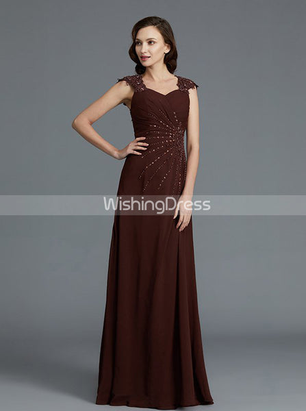 Brown Mother of the Bride Dresses,Long Elegant Mother Dress,Beaded Mother Dress,MD00039