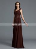 Brown Mother of the Bride Dresses,Long Elegant Mother Dress,Beaded Mother Dress,MD00039