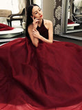 Burgundy Beaded Prom Dress,Elegant Prom Dress,Sparkly Long Prom Dress PD00062