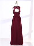 Burgundy Bridesmaid Dress,Chiffon Long Bridesmaid Dress,Strappy Bridesmaid Dress,BD00131