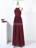 Burgundy Bridesmaid Dresses,Bridesmaid Dress with Slit,Chiffon Bridesmaid Dress,BD00282