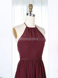 Burgundy Bridesmaid Dresses,Bridesmaid Dress with Slit,Chiffon Bridesmaid Dress,BD00282