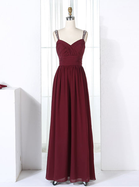 Burgundy Bridesmaid Dresses,Chiffon Bridesmaid Dress,Modest Bridesmaid Dress,BD00295