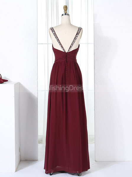 Burgundy Bridesmaid Dresses,Chiffon Bridesmaid Dress,Modest Bridesmaid Dress,BD00295