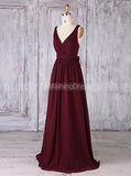 Burgundy Bridesmaid Dresses,Classic Bridesmaid Dress,Modest Bridesmaid Dress,BD00353