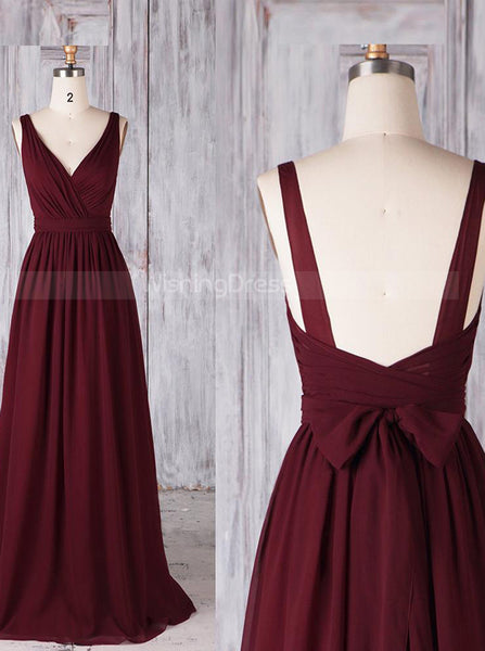 Burgundy Bridesmaid Dresses,Classic Bridesmaid Dress,Modest Bridesmaid Dress,BD00353