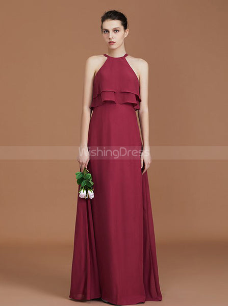 Burgundy Bridesmaid Dresses,Long Bridesmaid Dress,Chiffon Bridesmaid Dress,BD00250