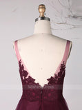 Burgundy Bridesmaid Dresses,Tulle Long Bridesmaid Dress,BD00339
