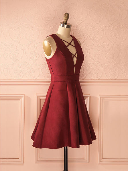 Burgundy Homecoming Dresses,Short Homecoming Dress,A-line Homecoming Dress,HC00161