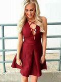 Burgundy Homecoming Dresses,Short Homecoming Dress,A-line Homecoming Dress,HC00161