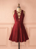 Burgundy Homecoming Dresses,Short Homecoming Dress,A-line Homecoming Dress,HC00161