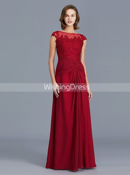 Burgundy Mother of the Bride Dresses,Mother Dress with Slit,Formal Mother Dress,MD00024