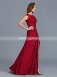 Burgundy Mother of the Bride Dresses,Mother Dress with Slit,Formal Mother Dress,MD00024