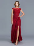 Burgundy Mother of the Bride Dresses,Mother Dress with Slit,Formal Mother Dress,MD00024