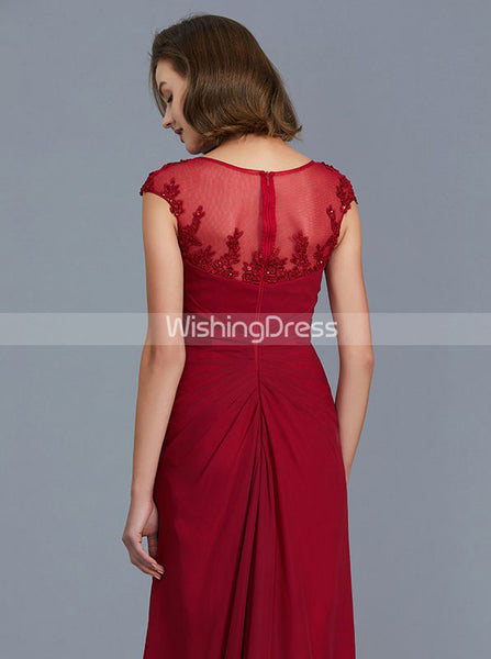Burgundy Mother of the Bride Dresses,Mother Dress with Slit,Formal Mother Dress,MD00024