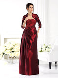 Burgundy Mother of the Bride Dresses with Jacket,Taffeta Long Mother Dress,MD00036