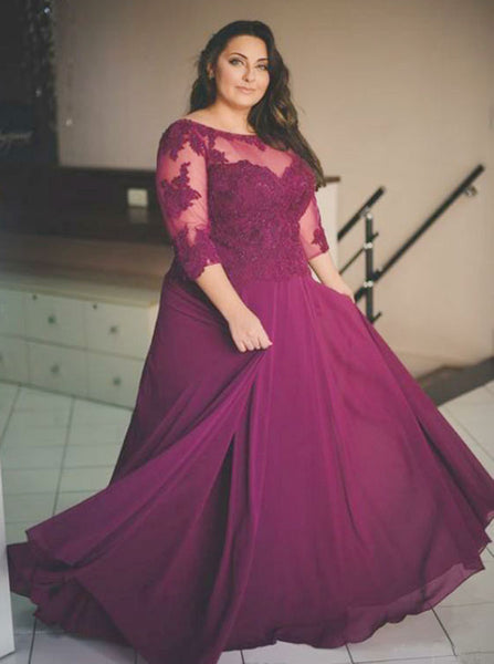 Burgundy Plus Size Prom Dresses,Plus Size Prom Dress with Sleeves,Long Plus Size Dress,PD00243