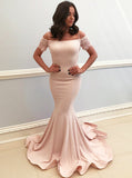 Charming Mermaid Satin Prom Dress,Evening Dress with Short Sleeves,Modern Evening Dress PD00141