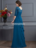 Charming Mother Dress with Sleeves,Ruffled Mother Dress,Long Chiffon Mother Dress,MD00058
