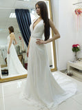 Chiffon Beach Wedding Dress,Halter Wedding Dresses,Sexy Bridal Dresses,WD00053