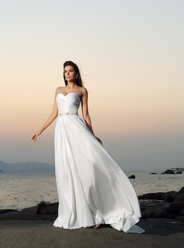 Chiffon Beach Wedding Dresses,Romantic Bridal Dress,Sweetheart Wedding