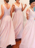 Chiffon Bridesmaid Dress,V Neck Bridesmaid Dress,Elegant Long Bridesmaid Dress,BD00025
