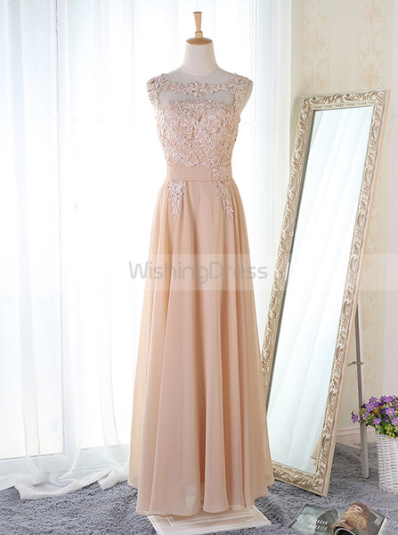 Chiffon Bridesmaid Dress with Appliques,Long Bridesmaid Dress,BD00079