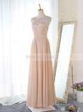 Chiffon Bridesmaid Dress with Appliques,Long Bridesmaid Dress,BD00079