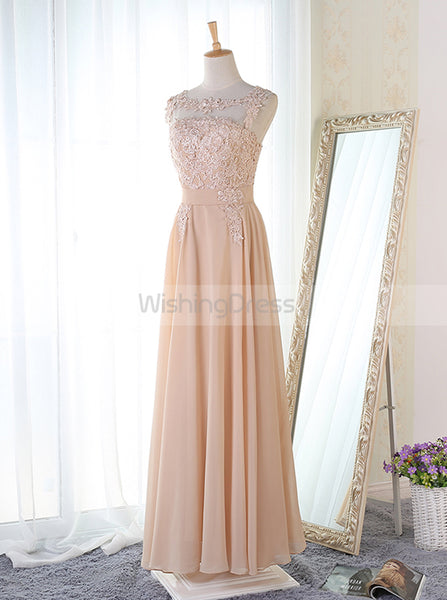 Chiffon Bridesmaid Dress with Appliques,Long Bridesmaid Dress,BD00079