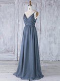 Chiffon Bridesmaid Dresses with Straps,Ruched Bridesmaid Dress,BD00359