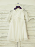 Chiffon Flower Girl Dress with Sleeves,Beach Flower Girl Dress,FD00081