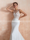 Chiffon Mermaid Wedding Dress,Beach Wedding Dress with Illusion Back,WD00476