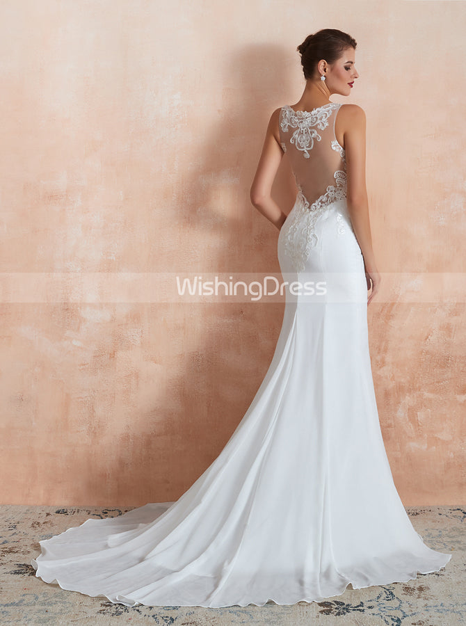 Illusion back mermaid wedding dress sale
