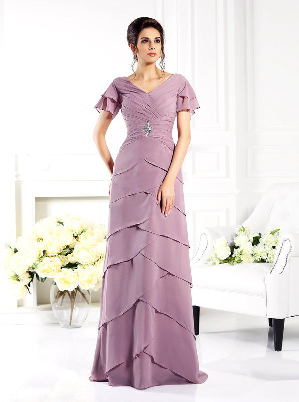 short mother of the bride dresses Column Sleeves Knee Length Lace Dress, Watermelon while 3/4 sleeves provide refined coverage MACloth Women Midi Mother Bride