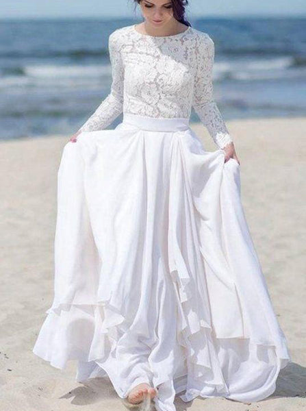 Beach Wedding Dresses,Long Sleeves Wedding Dress,Boho Wedding Dress,WD00237