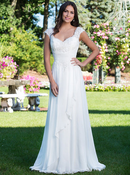 Chiffon Wedding Dress,Destination Wedding Dress,Garden Wedding Dress,Beach Wedding Dress,WD00261