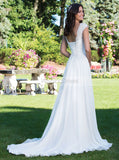 Chiffon Wedding Dress,Destination Wedding Dress,Garden Wedding Dress,Beach Wedding Dress,WD00261