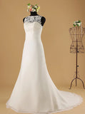 Chiffon Wedding Dress with Sweep Train,Beach Wedding Dress Under $200,WD00556