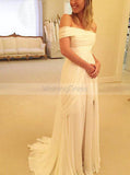 Chiffon Wedding Dresses,Beach Wedding Dress,Off the Shoulder Bridal Dress,WD00164