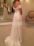 Chiffon Wedding Dresses,Beach Wedding Dress,Off the Shoulder Bridal Dress,WD00164