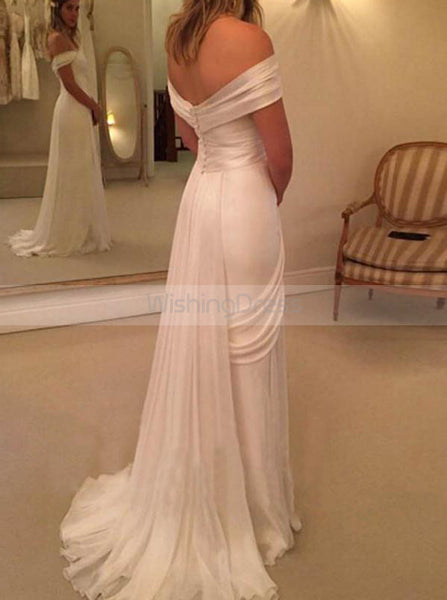 Chiffon Wedding Dresses,Beach Wedding Dress,Off the Shoulder Bridal Dress,WD00164