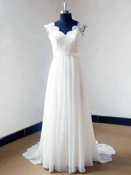 Chiffon Wedding Dresses,Boho Wedding Dress,Beach Wedding Dress,Informal Bridal Dress,WD00121